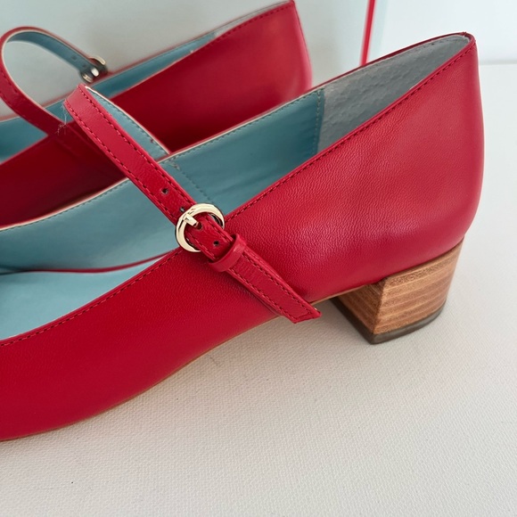 Frances Valentine Babe Red Nappa Leather Mary Jane Shoes with Black Flower - Picture 3 of 9